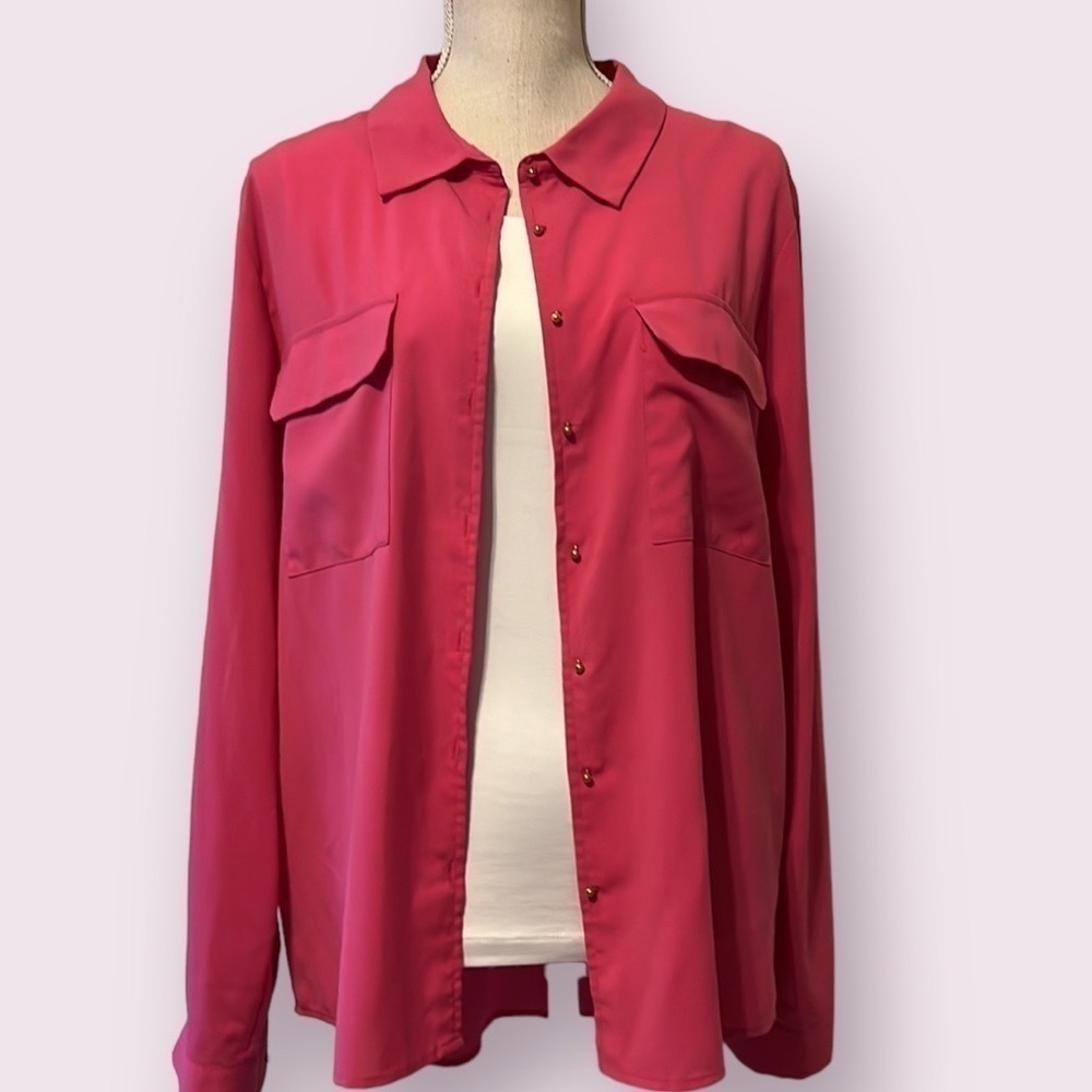 Calvin Klein long sleeve blouse, hot pink , sz xlg
